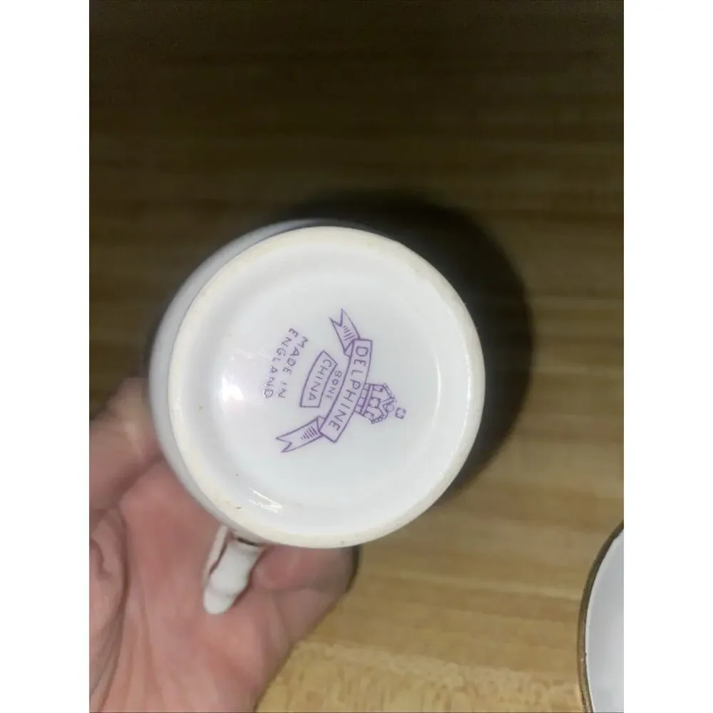 Vintage Delphine Bone China Made in England Small Cream & Sugar Dish Cup